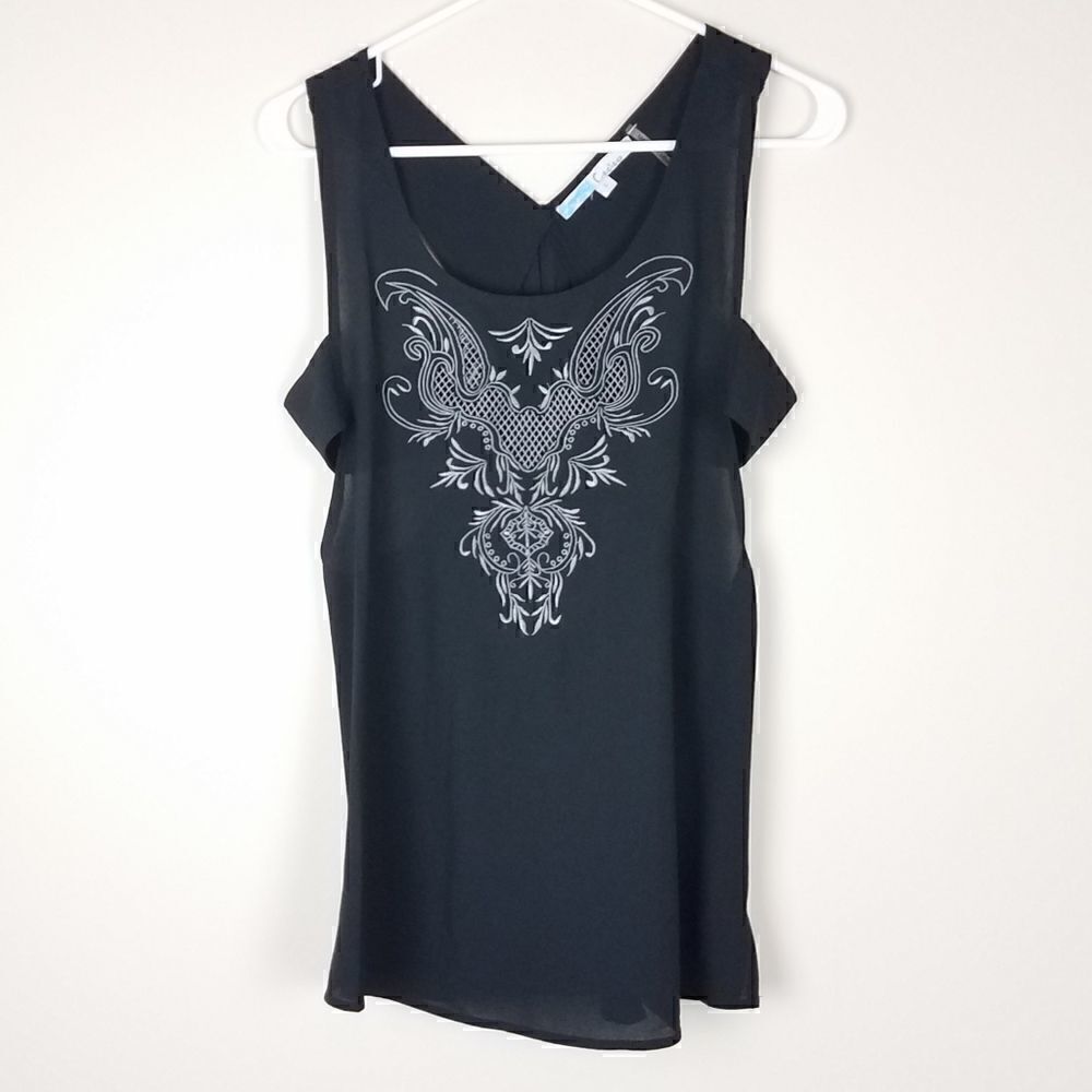 Cecico Black Printed Cold Shoulder Top